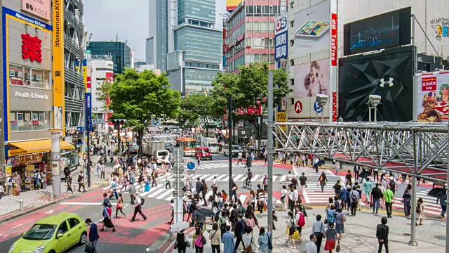 从高处俯瞰东京街道上的行人视频素材