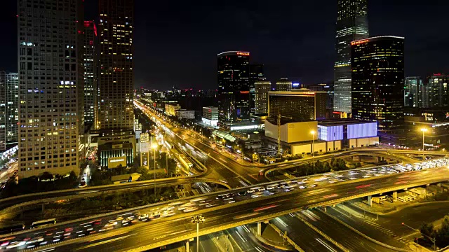 北京CBD的夜景视频素材