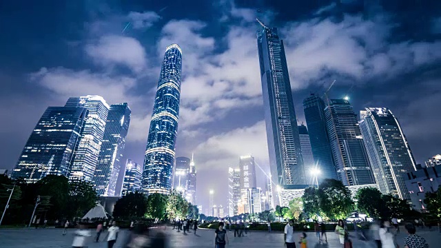 T/L WS Urban skyscraper at Night /广州，中国视频素材