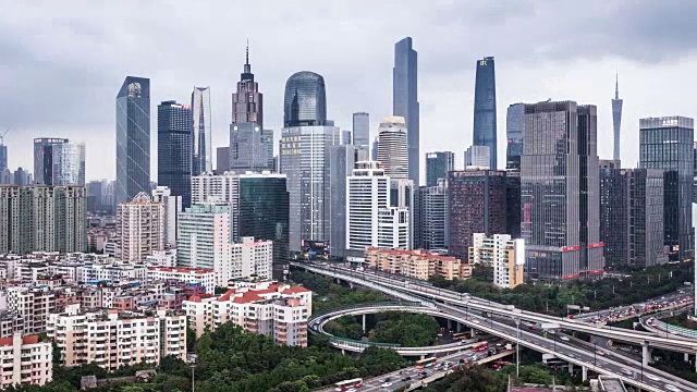 T/L PAN Urban Skyline days - night /广州，中国视频素材