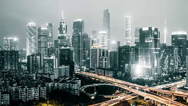 T/L ZO Urban Skyline Night /广州，中国视频素材