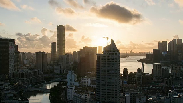 上海城市景观，从黑夜到白天，4k时间间隔，2016视频素材