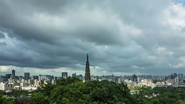 4K延时:中国浙江杭州上空的风暴云视频素材