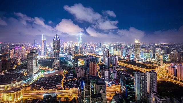 T/L WS HA Modern City at Night /上海，中国视频素材