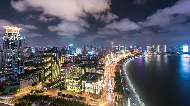 上海城市夜景，4k时间流逝视频素材