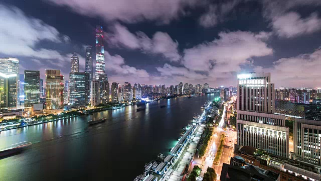 上海城市夜景，4k时间流逝视频素材