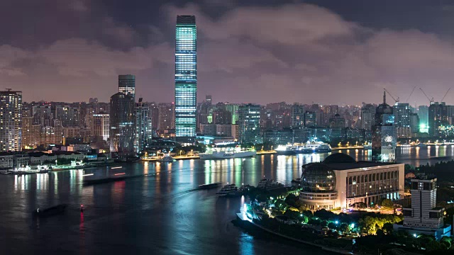 上海城市夜景，4k时间流逝视频素材