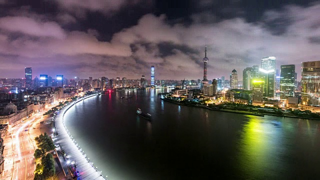 上海城市夜景，4k时间流逝视频素材