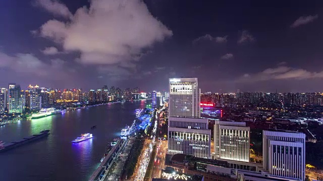 上海城市夜景，4k时间流逝视频素材