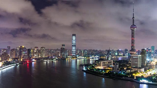 上海城市夜景，4k时间流逝视频素材