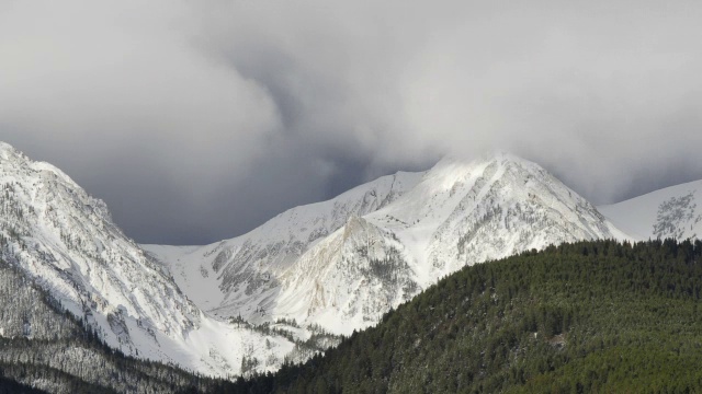 乌云在雪山上翻腾。视频素材