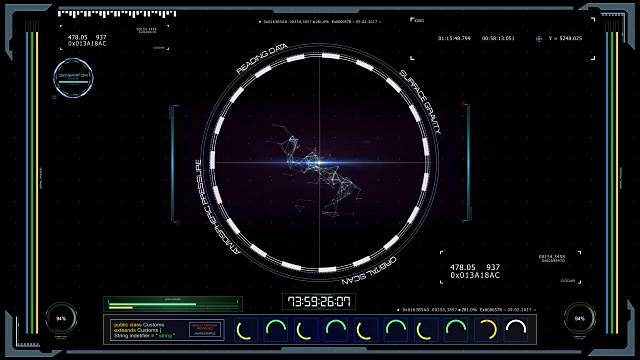 未来的Head Up控制中心与数据元素视频素材