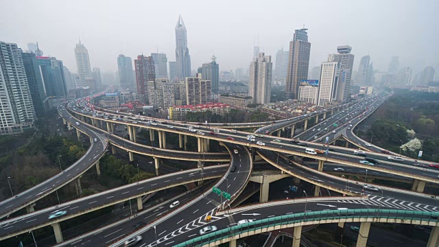 T/L WS HA上海高速公路高架景观/中国上海视频素材