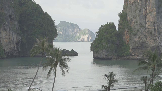 悬崖的岩石山，岛和海视频素材