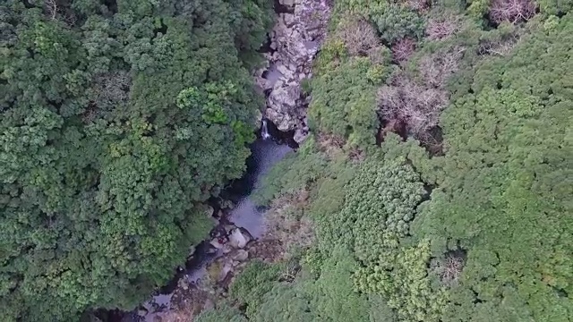 鸟瞰济州岛的普通话瀑布视频素材