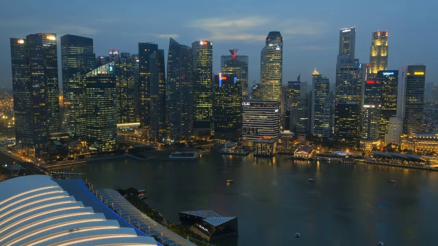 新加坡滨海湾时间流逝夜灯光视频素材