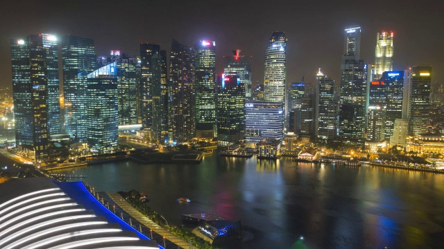 新加坡滨海湾时间流逝夜灯光视频素材