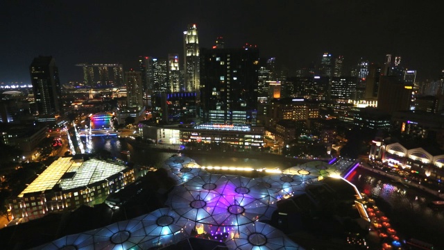 克拉克码头城市天际线河流照亮夜晚旅行视频素材