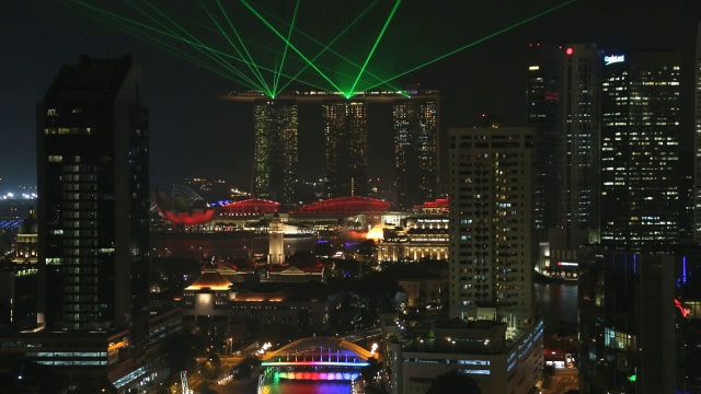 克拉克码头城市天际线河流照亮夜晚旅行视频素材