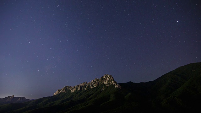 在雪山国家公园蔚山岩上空的星空延时拍摄视频素材