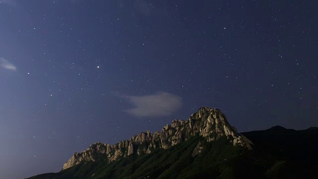 在雪山国家公园蔚山岩上空的星空延时拍摄视频素材