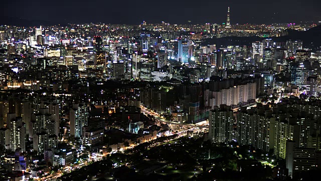 首尔市景——乐天世界大厦(首尔Jamsil地区地标)视频素材