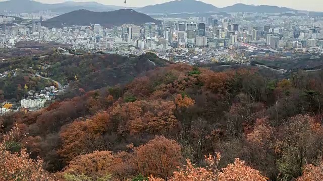 首尔市景N汉城塔(首尔的地标)视频素材