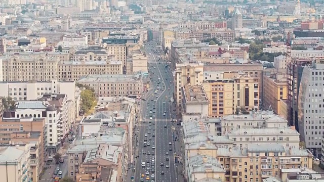 Tverskaya ulitsa交通鸟瞰图视频下载