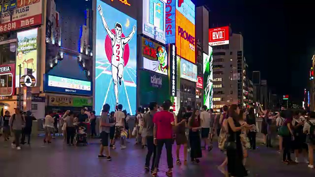 日本大阪道顿堀的时间流逝视频素材