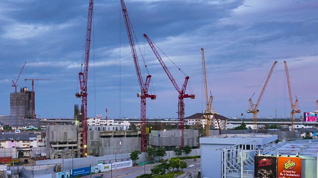 建筑工地，从白天到黄昏时光流逝视频素材