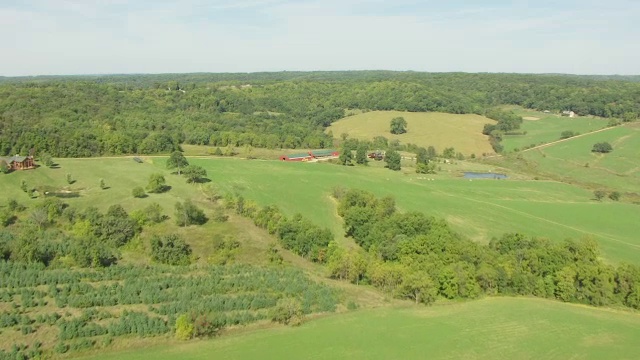 WS AERIAL POV绿树景观/ Galena, Jo davis县，伊利诺伊州，美国视频素材