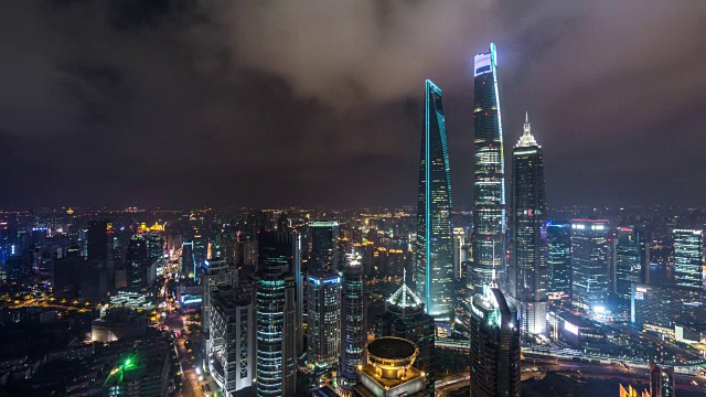 T/L WS HA Shanghai Skyline at Night /上海，中国视频素材