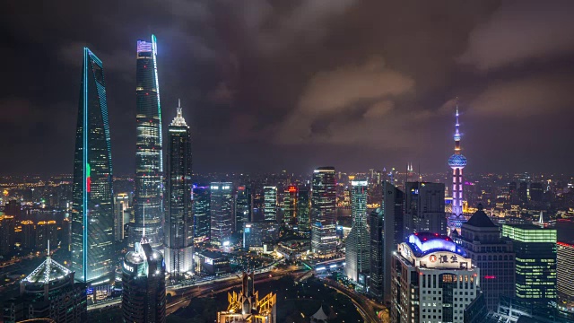 T/L WS HA Shanghai Skyline at Night /上海，中国视频素材