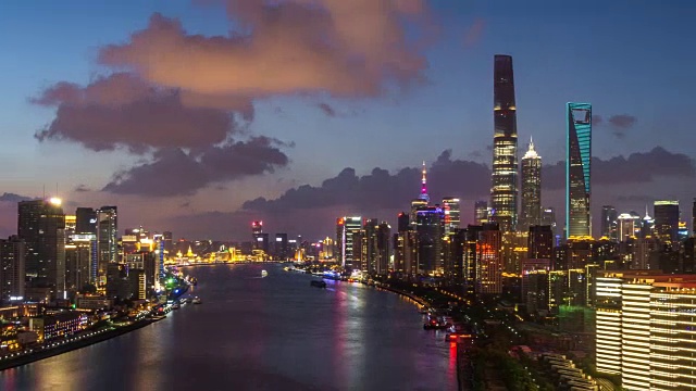 T/L HA PAN Shanghai Skyline at Sunset /上海，中国视频素材