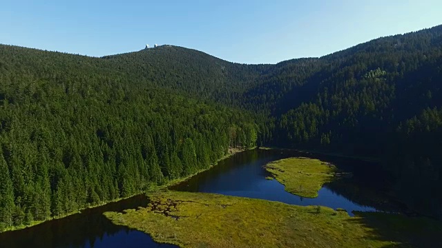 Kleiner Arbersee湖和它的浮动岛屿视频素材