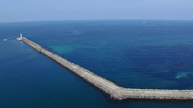 鸟瞰济州岛的哈利门港视频素材