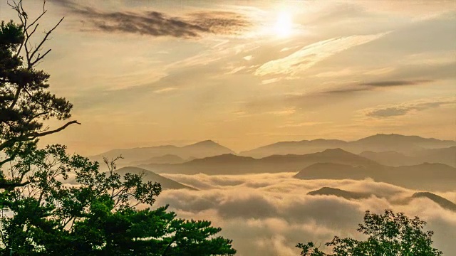 云海上日出的时间流逝视频下载