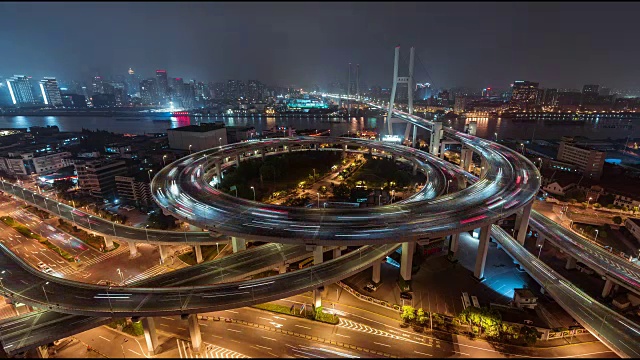 T/L WS HA鸟瞰图繁忙道路交叉口/上海，中国视频素材