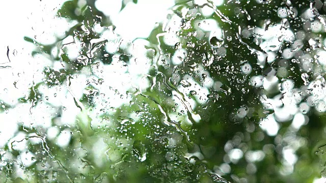 自然的雨滴落在镜子上视频素材