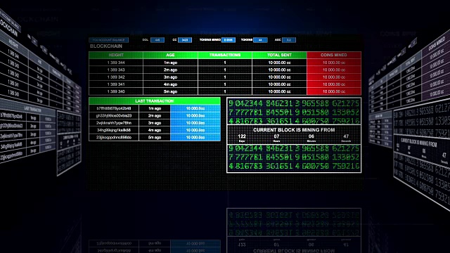 模拟加密货币区块链屏幕视频素材