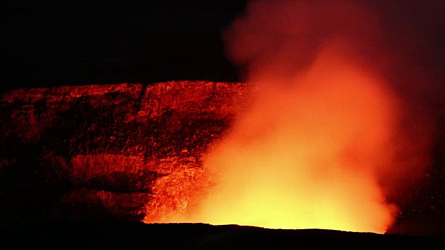 基拉韦厄火山喷气孔在晚上视频素材