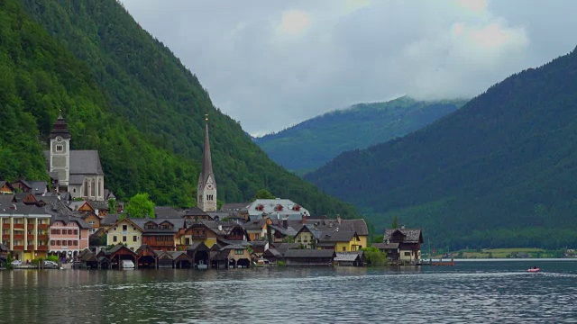 4k:哈尔斯塔特山村风景名胜区视频素材