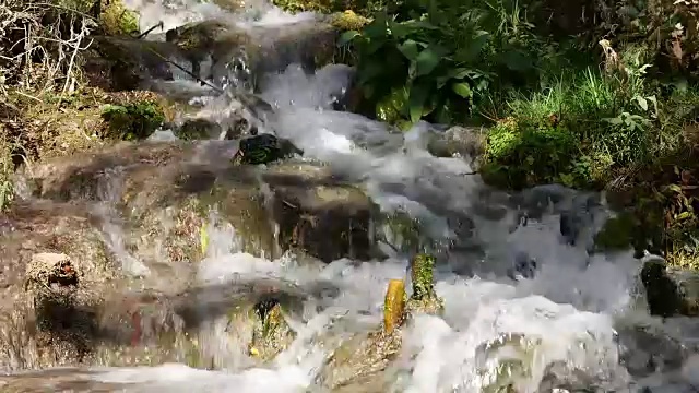 瀑布自然背景岩苔绿视频素材