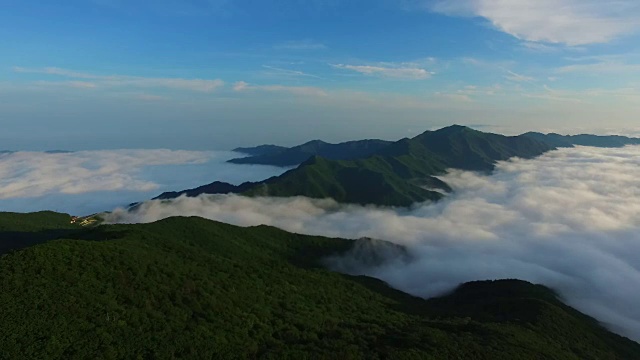 赤旗山野丹峰鸟瞰图(韩国最重要的山脉之一)视频素材