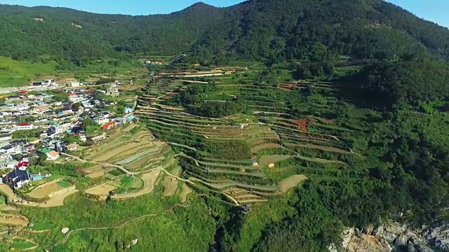 梯田和大仁一村(旅游景点)长秀鸟瞰图视频素材