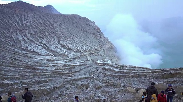 印尼东爪哇卡瓦伊真火山日出。视频素材