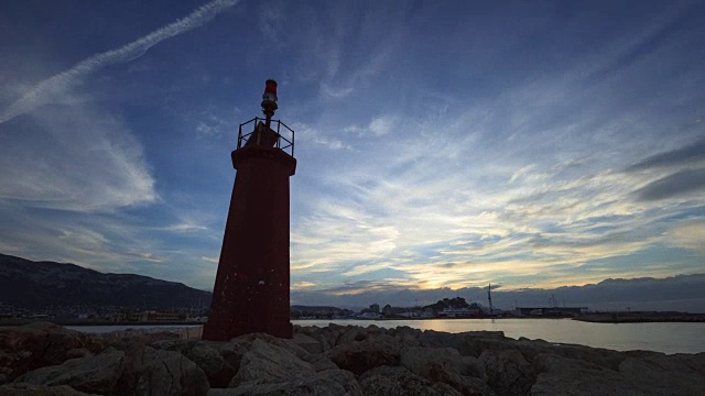 日落时间从Denia的海港视频素材