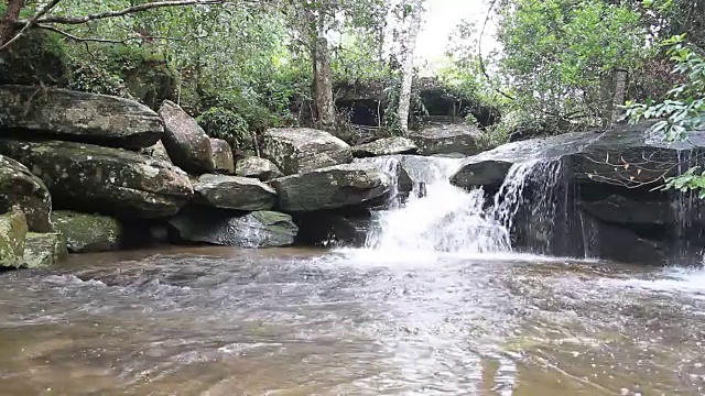 森林深处的瀑布(带声音)视频素材
