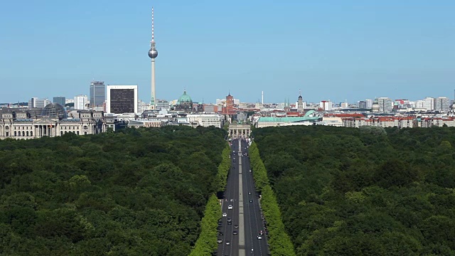 柏林天际线与Tiergarten，时间流逝视频素材