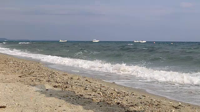 年轻女子在沙滩上跑步视频素材